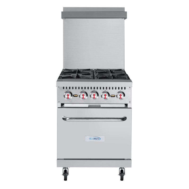 24 in. 4 Burner Commercial Liquid Propane Range with Oven in Stainless-Steel (KM-CR24-LP)