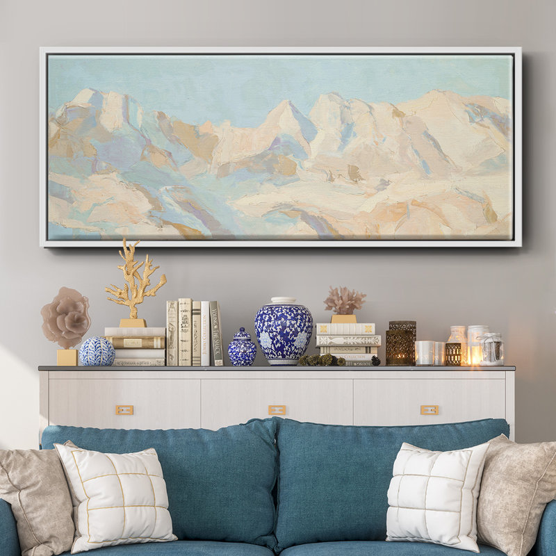 " Mountain Scape ", 20" H x 50" W x 1.5" D, White