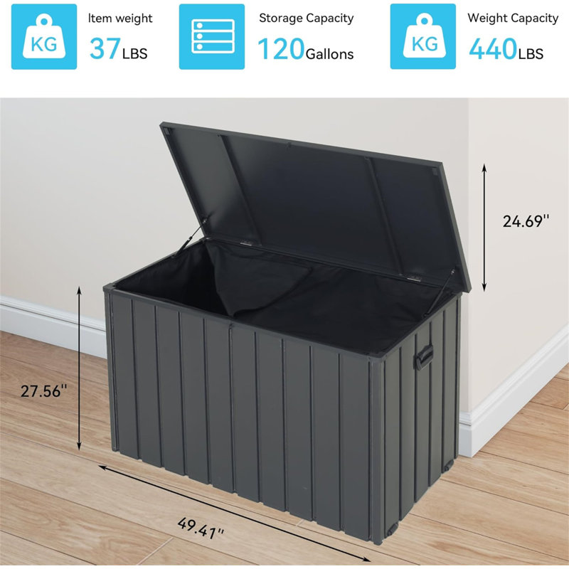 Outdoor Storage Box, 27.56" H x 49.41" W x 24.69" D