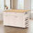 Kitchen Island with Storage Rolling Kitchen Island Cart with Drop Leaf Extension, Natural wood Top, Drawers, Spice Rack, Towel Bar, Mobile Kitchen Cart for Kitchen & Dining Room, White