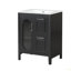 Meuble-lavabo 24 po avec lavabo, meuble-lavabo avec deux tiroirs et porte, tablette réglable, bois massif et panneau de fibres à densité moyenne-126278876