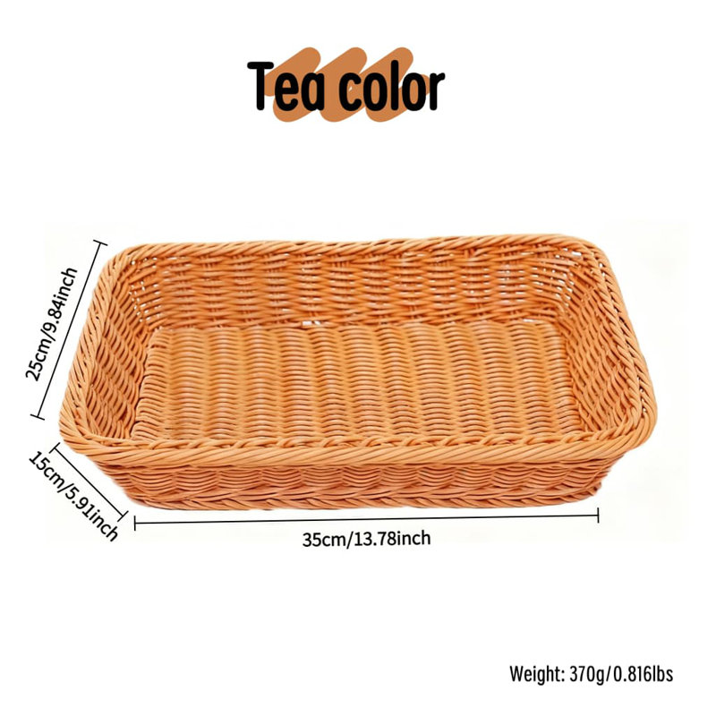 Thé couleur, deux paquets, panier de rangement rustique tissé à la main pour les fruits, le pain, les collations et la présentation du marché - matériau PP durable, résistant à la moisissure pour une utilisation durable