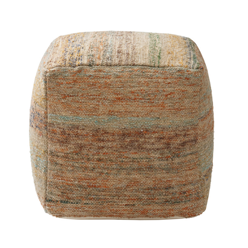 Yinka 18"H Textured Jute Pouf Ottoman, Natural Multi Jute
