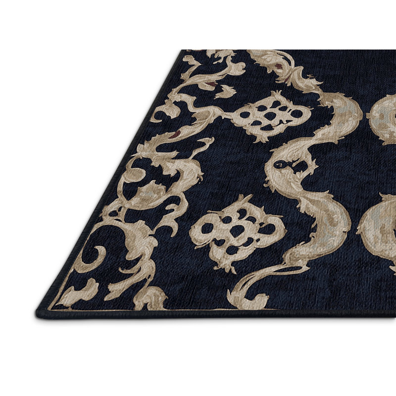 Machine Washable Gray Area Rug, Round 5'