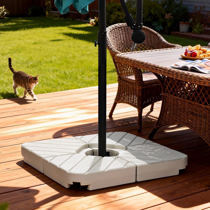 Latefia Plastic Free Standing Umbrella Base Heavy-Duty Cantilever Offset Patio Umbrella Base (Set Of 4), White