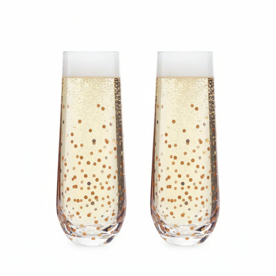 Confetti Gold Stemless Flutes