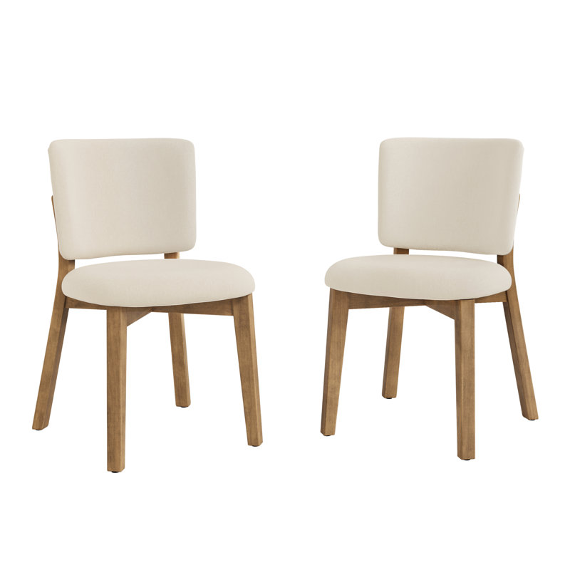 Chaise d'appoint rembourrée en bois massif Annika (ensemble de 2), 2, Bois naturel