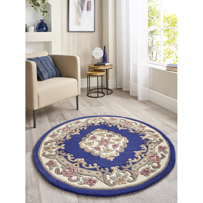 Nagy Floral Hand Tufted Area Rug, Roud 120cm