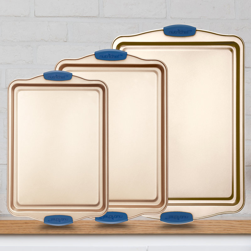 NutriChef Non-Stick Steel 3 Piece Baking Sheet Set