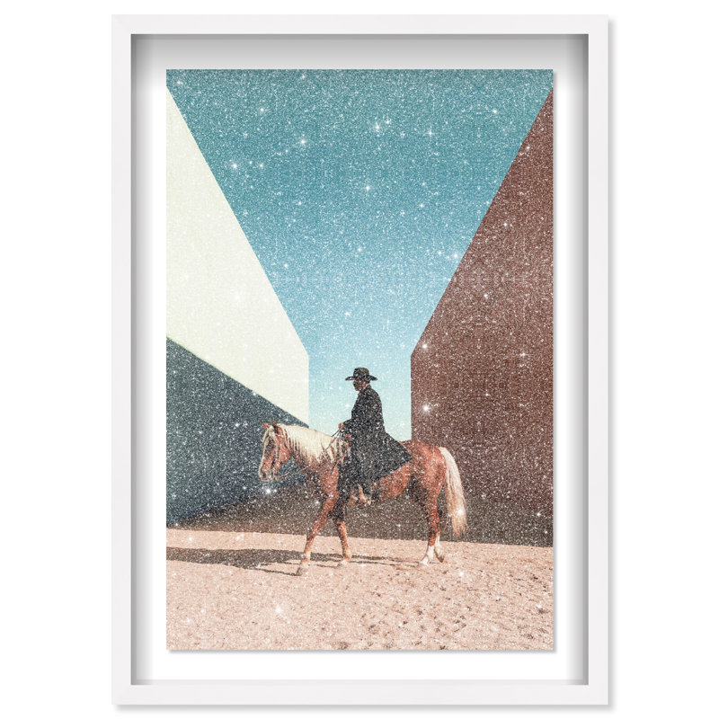 Lone Rider Framed Graphic Art, 25.5"H x 37.5"W, Black Shadowbox