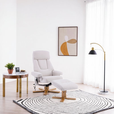 Fauteuil d'appoint pivotant chauffant à massage à 360 ° avec repose-pieds Syrova - Fauteuil inclinable ergonomique moderne pour le salon, la chambre à coucher et le bureau