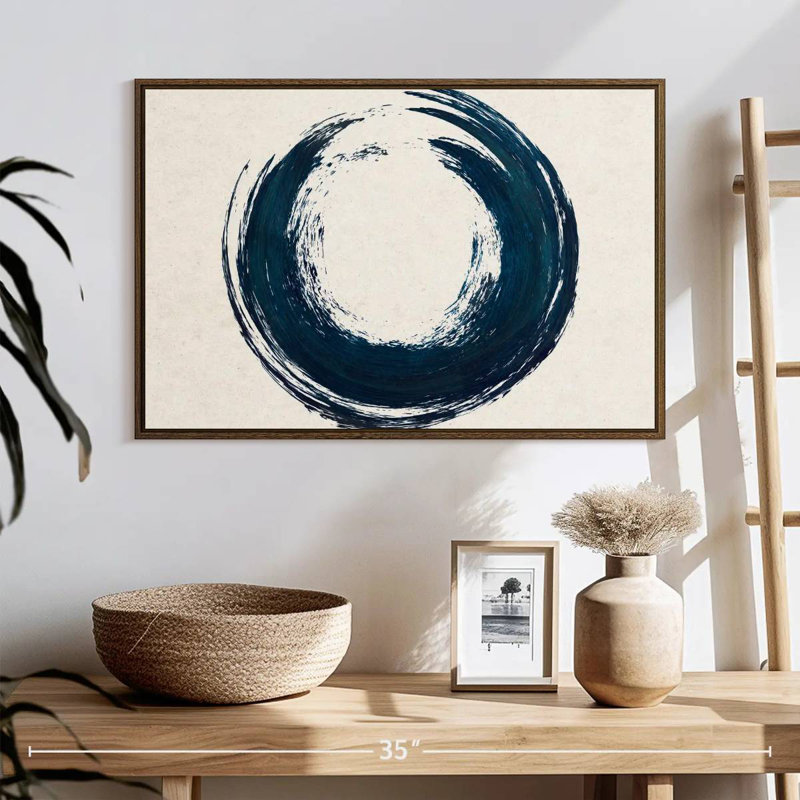 Circle Abstract, 25" X 17", Floating Frame Walnut