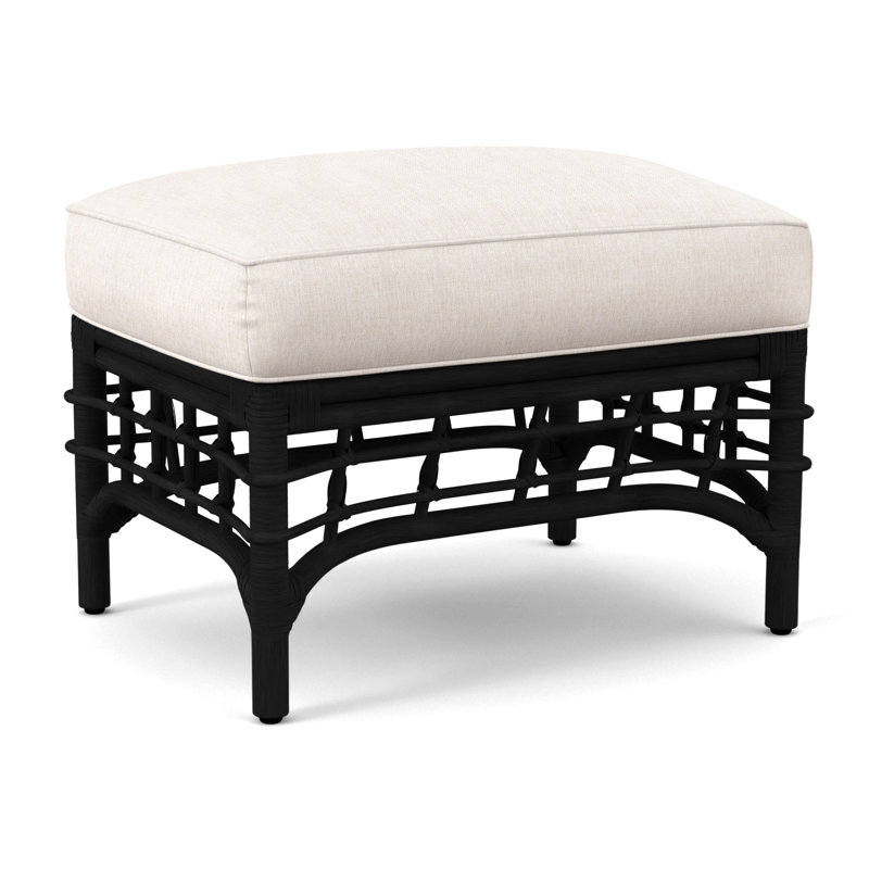 Luca Upholstered Ottoman, White Sugar Performance; 0863-91, Black