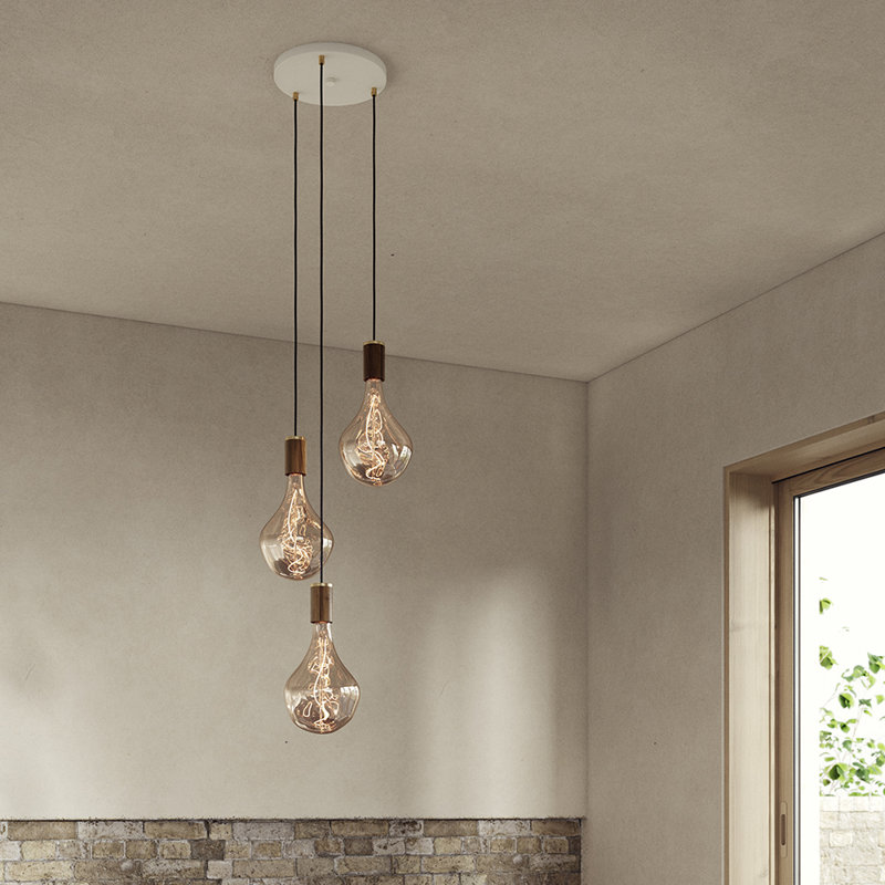 Walnut Triple Pendant, White