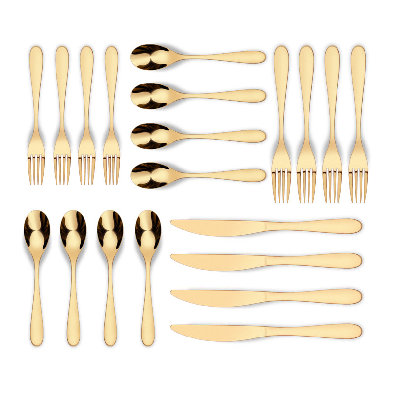Percival 18/0 Stainless Steel 20 Pieces Flatware Set, Matte Gold