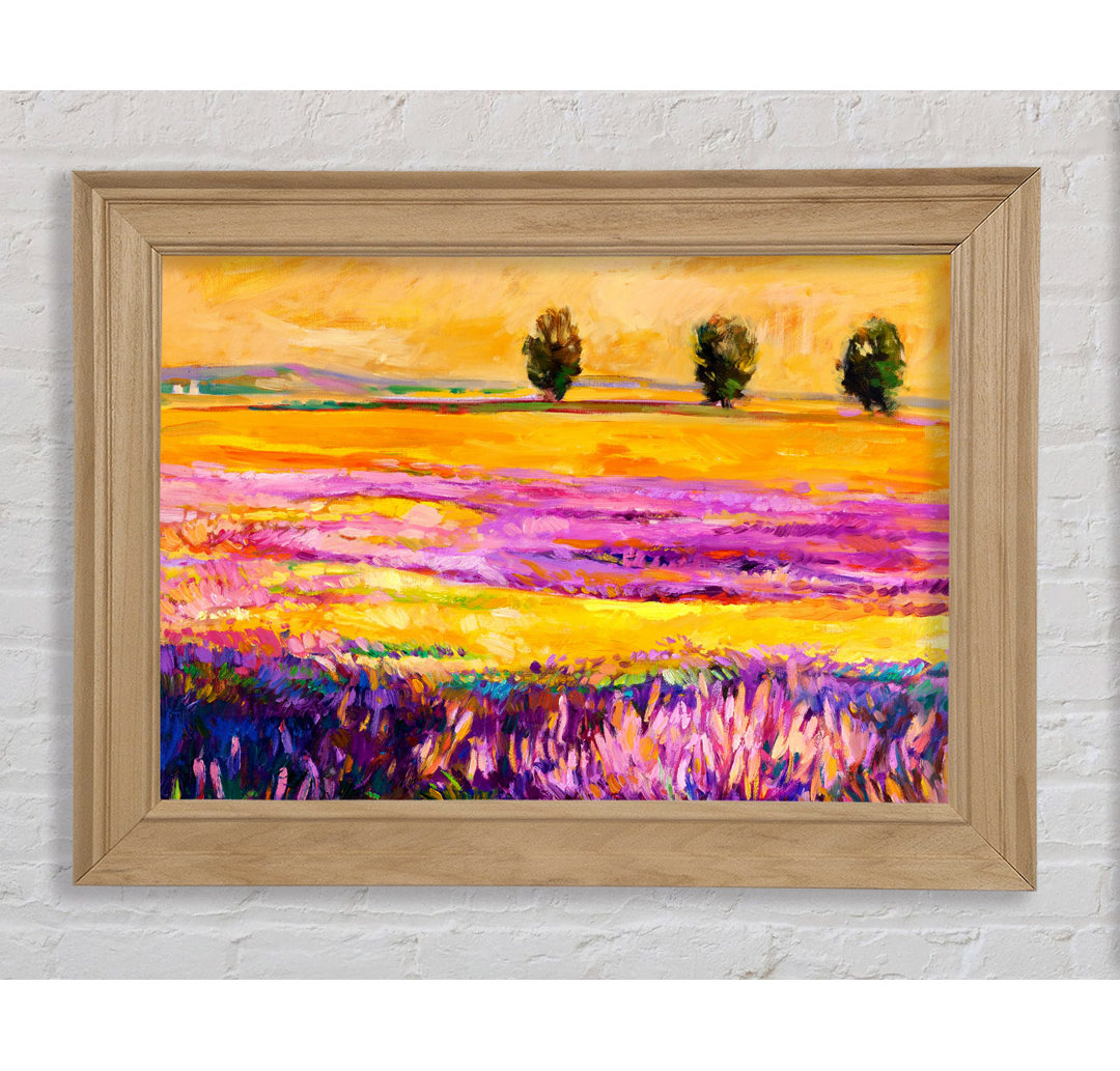 Pinks In A Field Of Gold Landscape - Einzelne Bilderrahmen Kunstdrucke