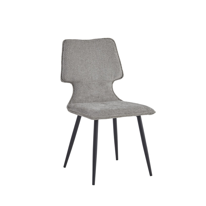 4-piece Grey Fabric Dining Chair Set With Black Metal Leg For Modern Kitchen, Dining Room, Living Room
