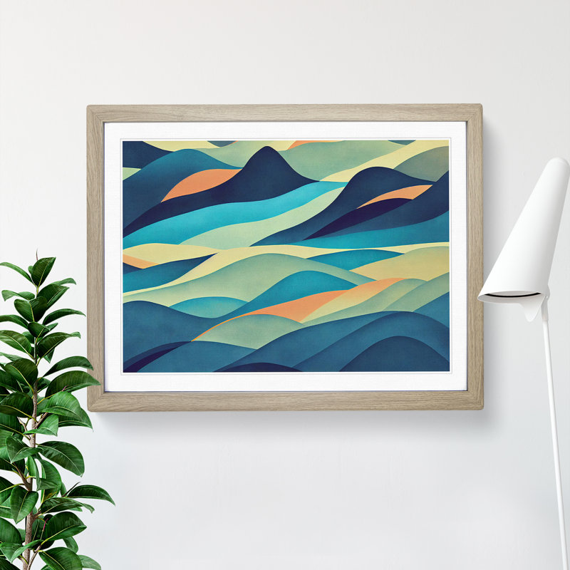 Showstopping Abstract Mountains - Framed Print, 34cm H x 46cm W x 2cm D, Oak