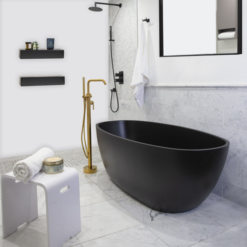 Eleganza 63.12'' L Freestanding Soaking Bathtub, Matte Black