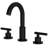 8" Widespread 3-Hole Bathroom Faucet In Matte Black, Curved Spout & 360° Swivel, Dual Lever Handles