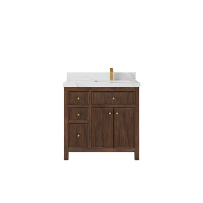 Sonoma Teak 36 In. W X 22 In. D Right Offset Sink Bathroom Vanity In Dark Walnut