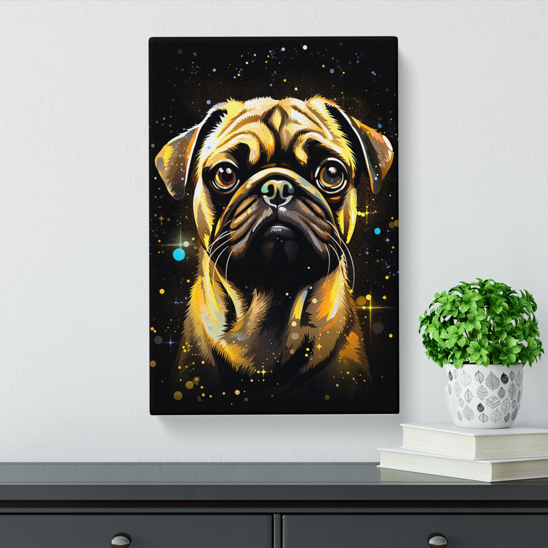 Pug Tachisme No.2 - Wrapped Canvas, 50cm H x 35cm W x 3cm D