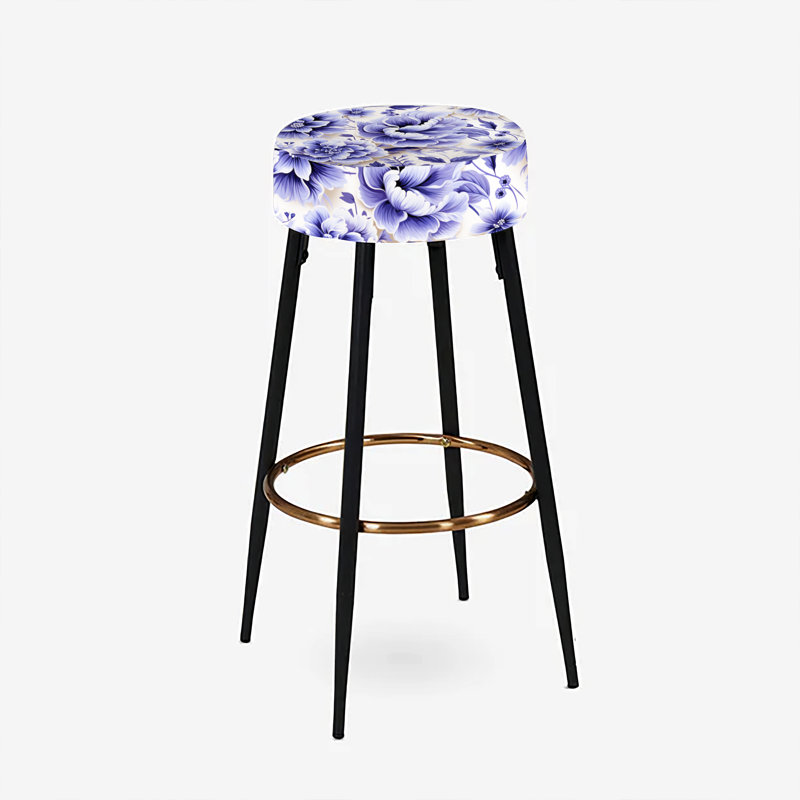 Ensemble de 2 tabourets de bar blanc et mauve