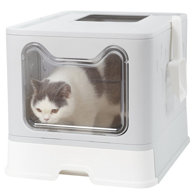 Kenya Plastic Litter Box Enclosure with Scoop, White