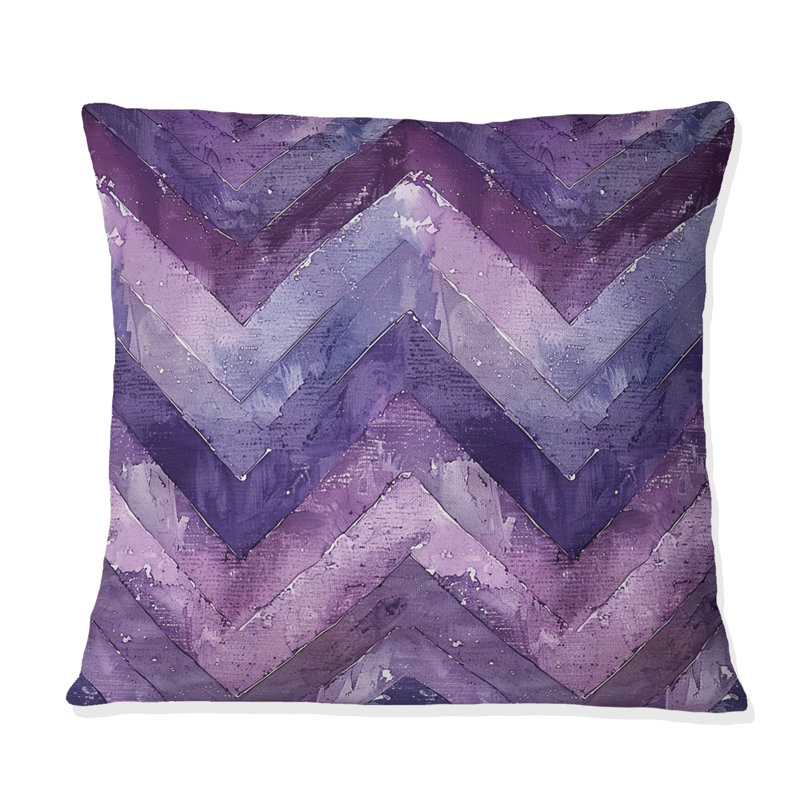 Coussin mauve Mid-Century Chevron Bliss II, H 16 po x l 16 po