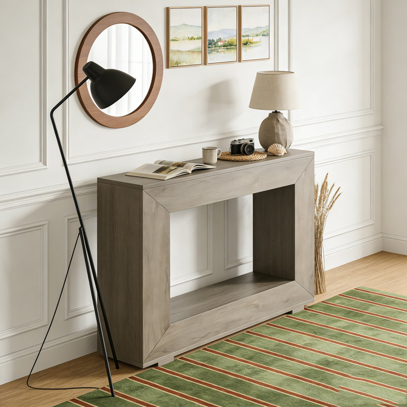 Farmhouse Rustic Wood Entryway Sofa Table with Storage, Gray