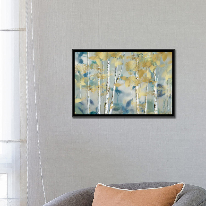« gilded forest i », reproduction sur toile, H 18 po x l 26 po x P 1,5 po, Toile avec cadre flottant noir, Pas de tapis