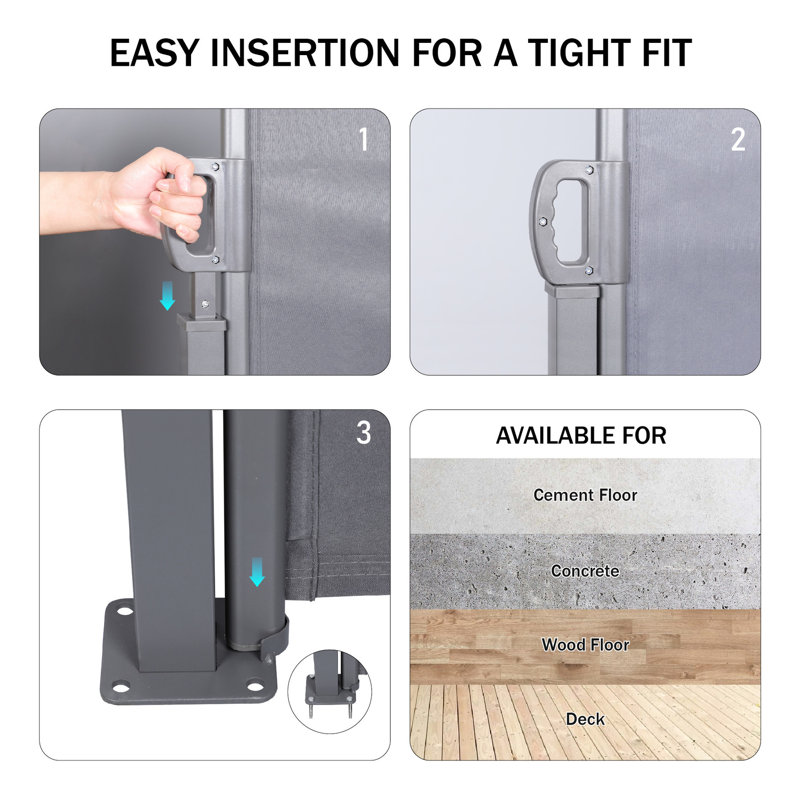 Paravent rétractable imperméable à l'eau, 118,1 po x 64,24 po (auvent gris foncé), H 1,57 po x l 119,26 po x P 64,24 po