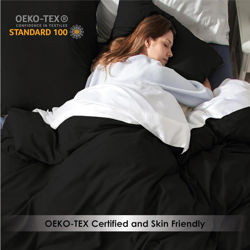 No Pattern Duvet Cover Set, Black