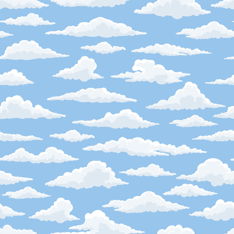 White Clouds Pattern - Wrapped Canvas Print, 30cm H x 30cm W x 3.8cm D