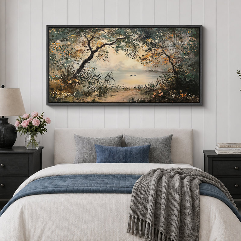 Forest Lake Landscape Artwork, Rustic Living Room Wall Pictures, Giclee Canvas Digital Print Extra Large Framed Wall Art
