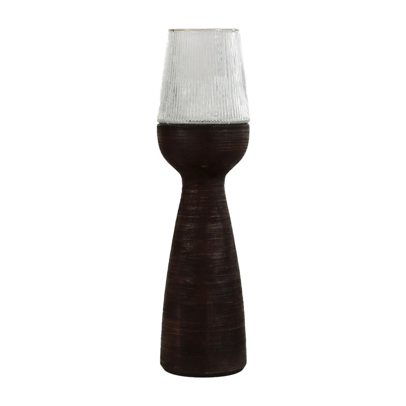 Arbre Dark Brown Hurricane/Vase Mango Wood, 32" H x 8.66" W x 8.66" D, Dark Brown