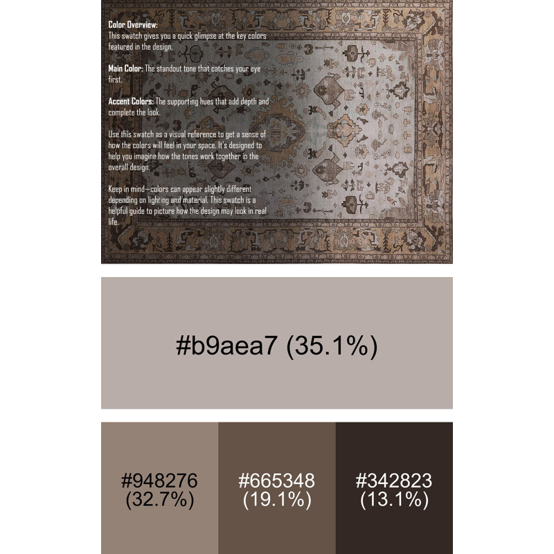 Tapis brun à motif oriental, Rectangle 8 pi x 12 pi