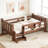 Twin Size Solid Wood Kids Floor Bed With Storage Bookcases, Cute Stairs & Guardrails, No Box Spring Needed (Natural)-1405660763-1405660837