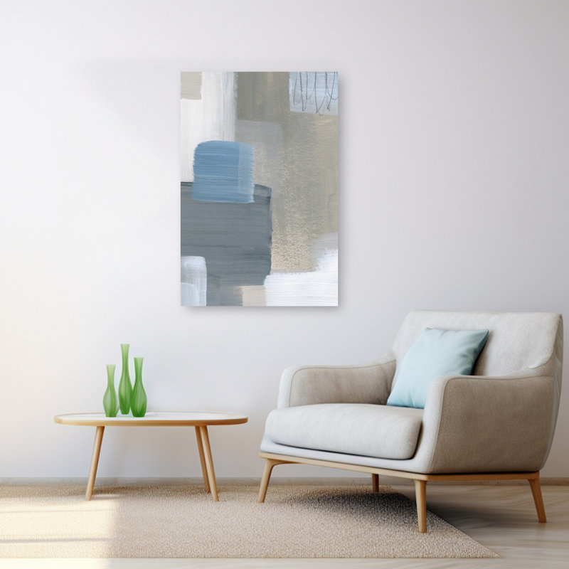 Art mural abstrait géométrique contemporain Soft Edges 3, H 48 po x l 32 po