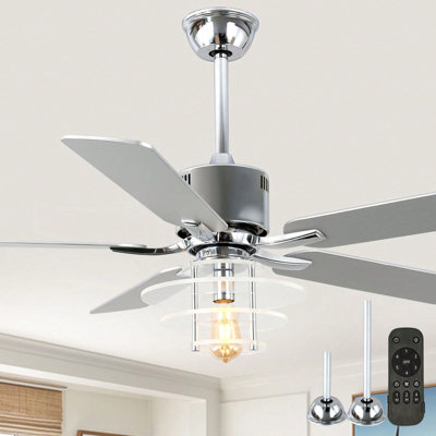 52 Inch Modern Ceiling Fan with Light and Remote, 6 Speeds Reversible DC Motor Ceiling Fan With Light For Living Room