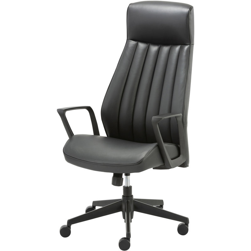 Executive High-Back Black Bonded Leather Swivel Chair