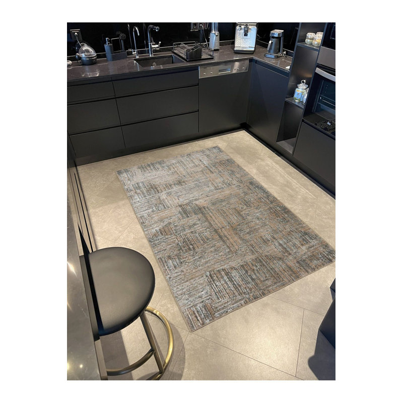 Tapis à rayures tissé lavable à la machine, Sous-tapis carré 3 pi 11 po inclus