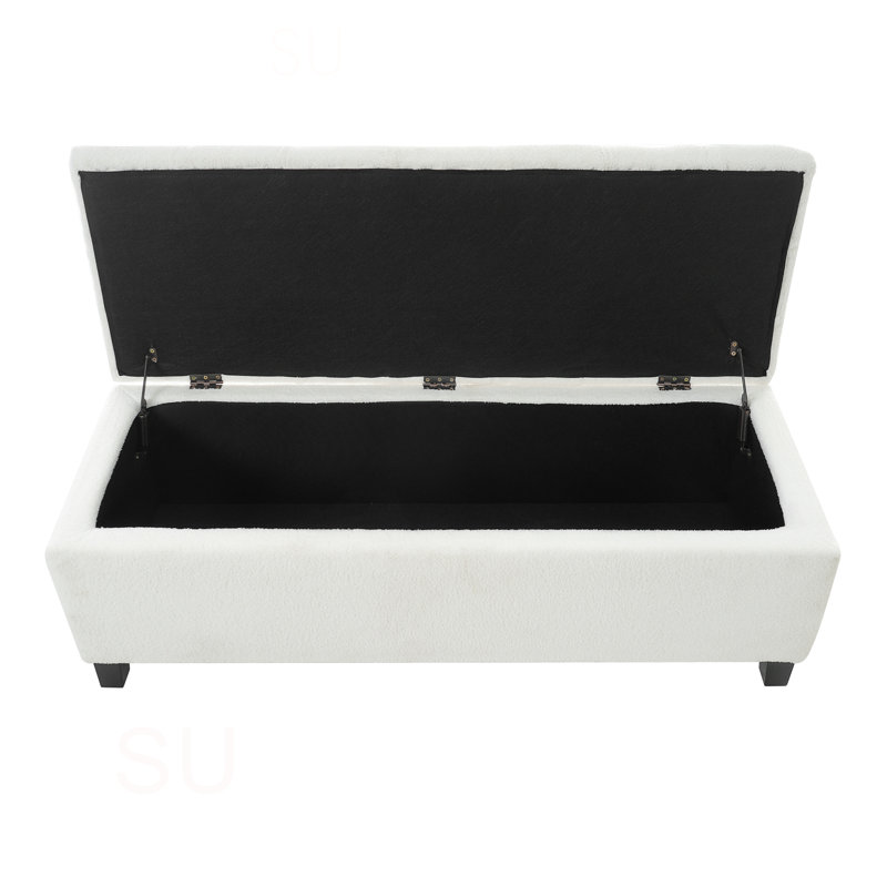 Banc repose-pieds avec rangement, Blanc