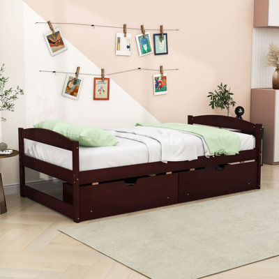 Lit plateforme simple avec rangement et tiroirs