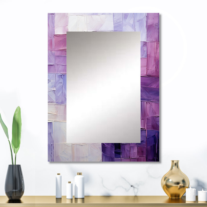 Lilas treillis formes abstraites - formes abstraites miroir, miroir mural mauve, impression d'art en métal, 32 po x 24 po