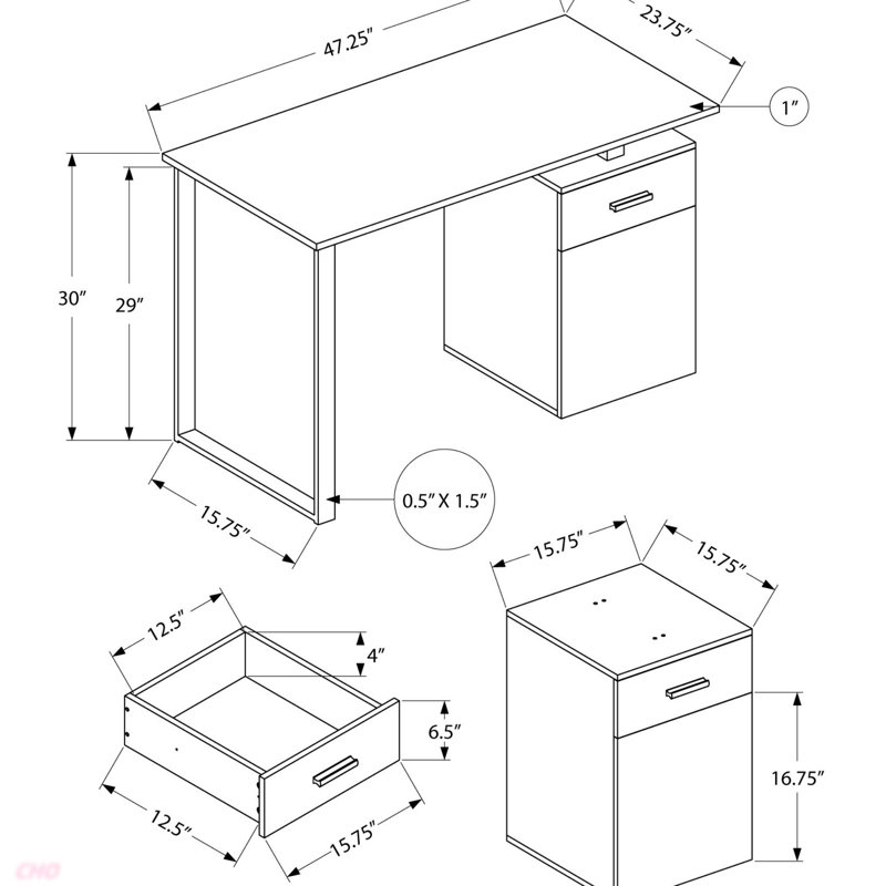Computer Desk, Home Office, Laptop, Left, Right Set-Up, Storage Drawers, 48"L, Work, Contemporary, Modern, White