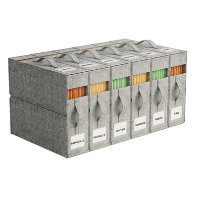 Ensemble de 6 organisateurs de draps et rangement - Organisateur de draps très grand / très grand avec fenêtre, organisateur de draps pliable et anti-poussière, beige