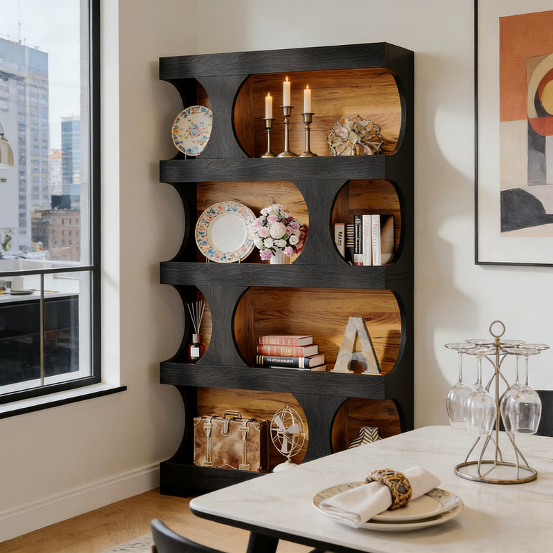 Generous Display Shelves,Contemporary Bookshelf,Freestanding Bookcase