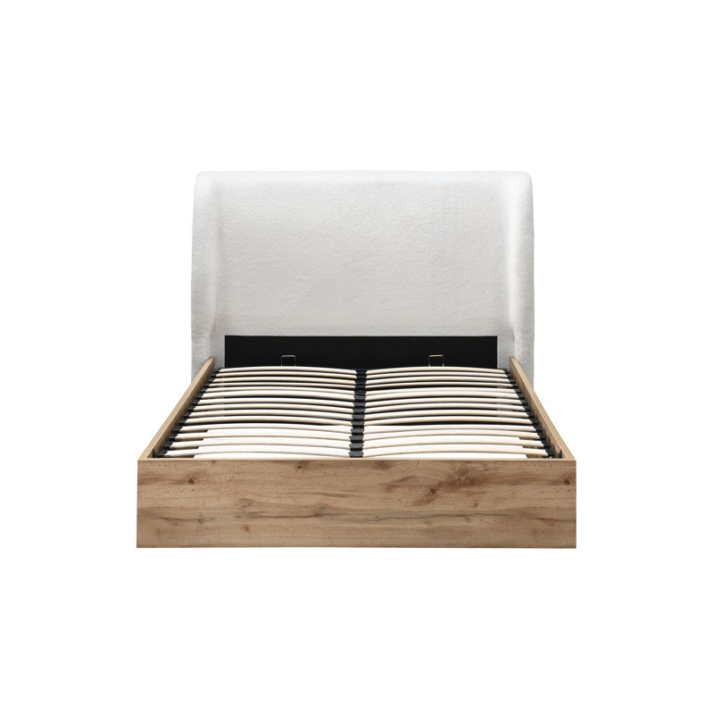 Farhat Upholstered Platform Bed, White, Double (4'6)