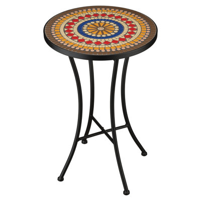 Mosaic Metal and Ceramic Plant Stand